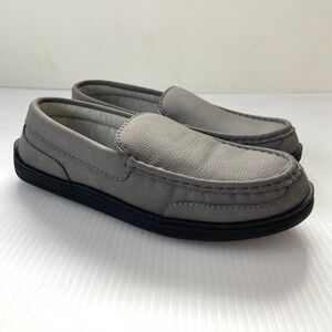 My Slippers by My Pillow Mens Gray Leather Moccasins Memory Foam Slippers 8‎